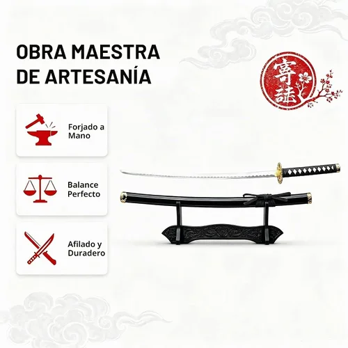 Vista 6 de Katana Last Samurai Sword - Real Stainless Stee Mate ónix