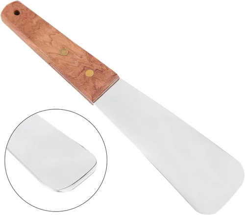 Vista 5 de Pala de helado de acero inoxidable para helado, pala de postre, cortador de mantequilla con mango de madera ergonómico, utensilio de cocina