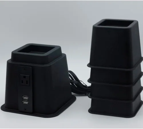 Vista 7 de HomeRoots Juego de 8 elevadores ajustables de plástico resistente de 3, 5 u 8 pulgadas para cama, muebles, sofá, mesa y silla, color negro eléctrico