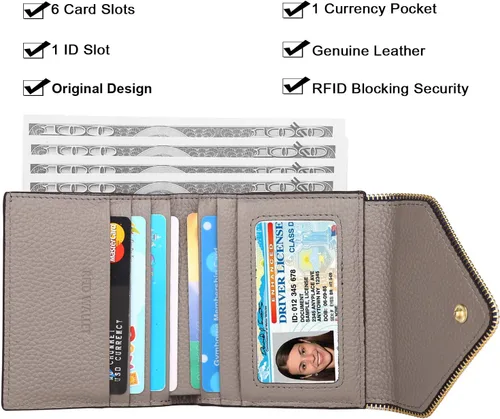 Vista 2 de Lavemi Ultra Thin Small Compact Leather Womens Girls Wallets RFID Blocking Credit Card Holder for Women