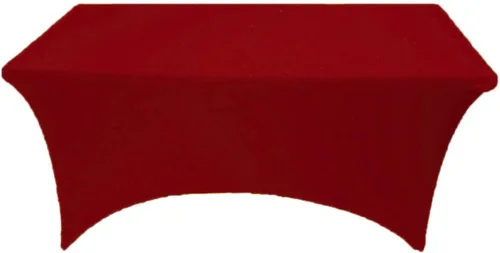 Vista 3 de Mantel de elastano color burdeos de 6 pies para mesa plegable rectangular ajustable
