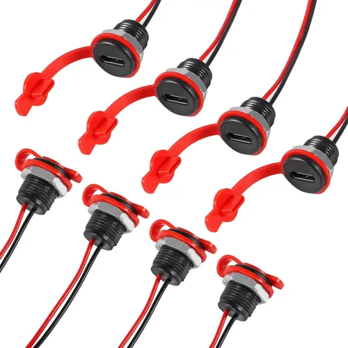 Vista 18 de 8 piezas de placa desnuda tipo C Chasis hembra impermeable 2P cable de soldadura tipo USB C Cable de extensión Cable de alimentación USB-C enchufe a