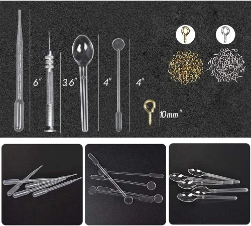 Vista 6 de EuTengHao 132 moldes de silicona para animales, kit de fundición de resina que contiene 4 osos 3D, oso, conejo, gato, pata, collar, colgante, gema