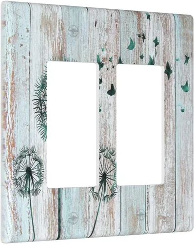 Vista 35 de Cubiertas Decorativas para Placas de Interruptor Diente de León Azul Rústico Citas Inspiradoras Casa de Campo Tablón de Madera Gris 1 Gang Cubierta