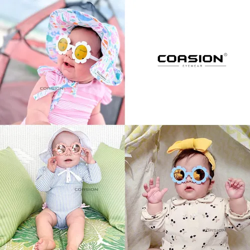 Vista 6 de COASION Lentes de sol flexibles y flexibles con correa para bebés recién nacidos y niñas de 0 a 24 meses