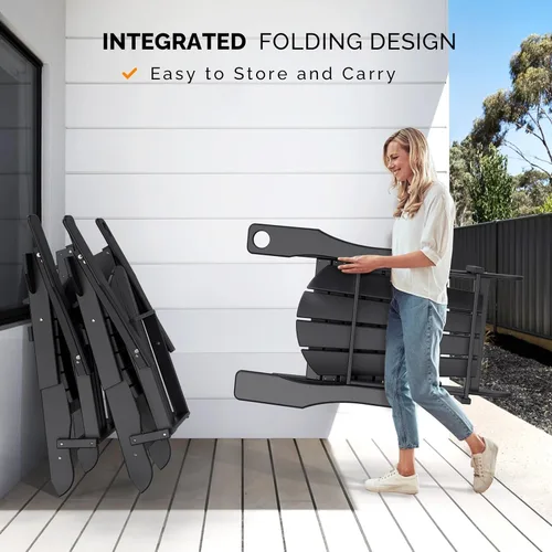 Vista 7 de VINGLI Sillas Adirondack de plástico, plegables con soporte para tazas, material de polietileno de alta densidad impermeable, cómoda capacidad