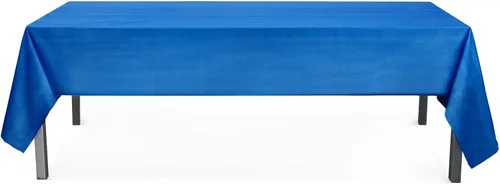 Vista 6 de Juvale Mantel rectangular color azul, 54 x 108 pulgadas, paquete de 3, mantel desechable y mantel de plástico para fiestas, fácil limpieza