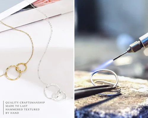 Vista 5 de HOPE LOVE SHINE Thank You Necklace for Baby Shower Host - Sterling Silver Interlocking Rings - Appreciation Gift for Hostess