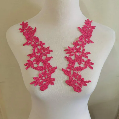 Vista 14 de 1 par de apliques de bordado para boda, encaje floral, adornos de costura (negro A)