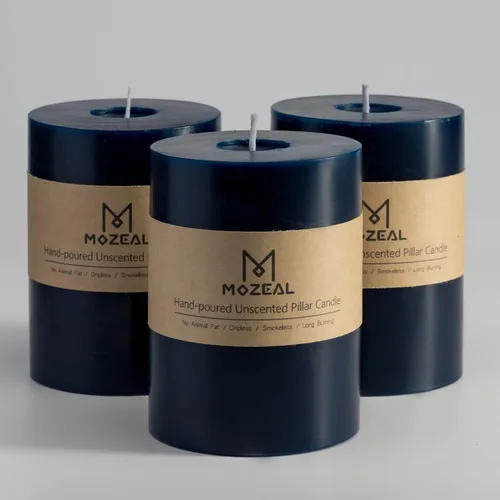 Vista 16 de MOZEAL Juego de 3 velas sin perfume vertidas a mano de 3 x 6 pulgadas, velas tipo pilar sin goteo, combustión de larga duración, aproximadamente 120