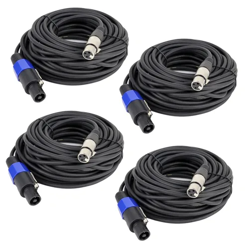 Vista 9 de HBU Livehouse Pro PA DJ Audio Speakon - Paquete de 2 cables de 30 pies compatibles con doble punta de altavoz a amplificador de alimentación