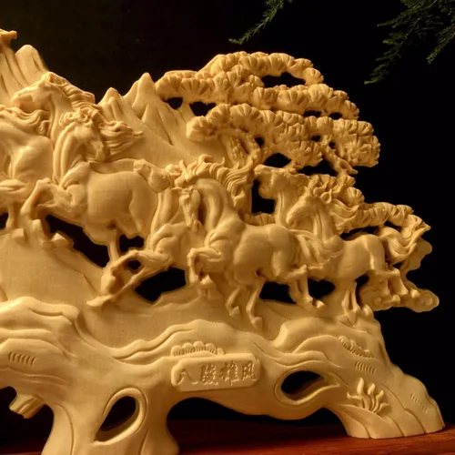 Vista 7 de Adornos de estatua de ocho caballos, decoración de oficina en casa, estilo chino, arte asiático, escultura de caballo al éxito, decoración de Feng
