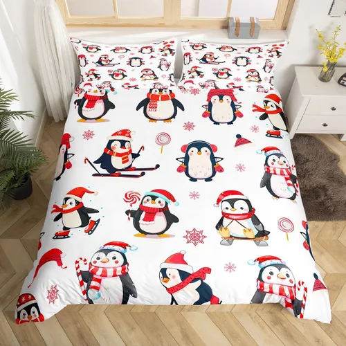 Vista 49 de Feelyou Juego de ropa de cama de Navidad gris para niños, tamaño individual, funda de edredón enana de Navidad para niños, niñas, adolescentes