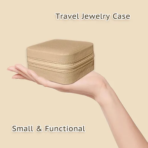 Vista 2 de Jemjosh Joyero pequeño de viaje, mini joyero portátil de cuero, organizador de anillos, estuche organizador de anillos, cajas de regalo para niñas