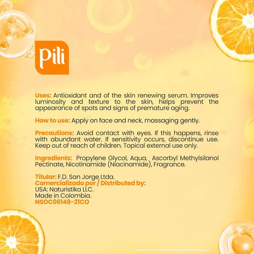 Vista 8 de Pili - Suero de vitamina C con niacinamida y silicio orgánico – Suero facial iluminador, hidratante y antienvejecimiento para todo