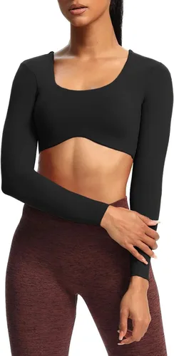 Vista 3 de Aoxjox Camiseta corta de manga larga para mujer Define Sculpt Workout Crop Top
