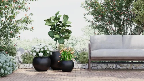 Vista 2 de DTY Fiberstone - Maceta tipo globo para interiores y exteriores, maceta esférica ligera para olivo, Monstera y palma, piedra de fibra de vidrio