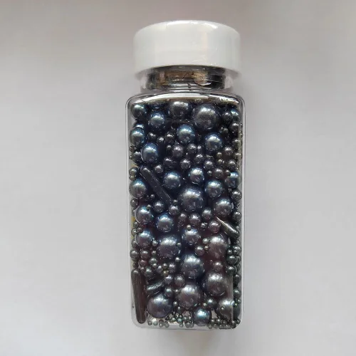Vista 4 de Gránulos de Azúcar de Perlas Negras Comestibles Caramelos Mezcla de Tamaños para Hornear Decoraciones Comestibles para Pasteles Coberturas