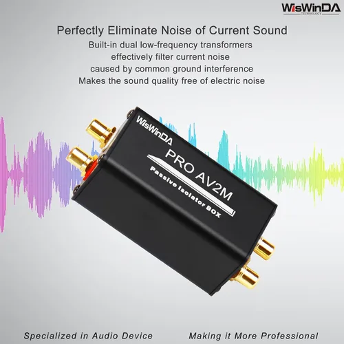 Vista 5 de Pro AV2M-RCA Aislador de ruido Eliminador de ruido de audio (sin afectar a los graves) Filtro de ruido de aluminio Shell Loop Aislador de ruido