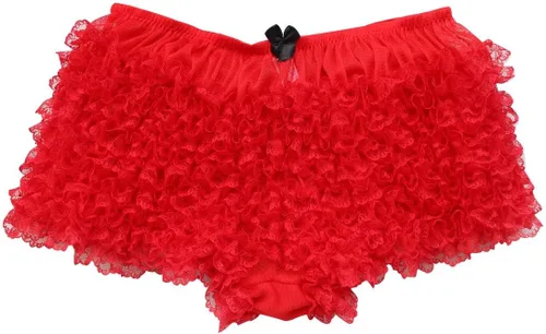 Vista 7 de Pantalones cortos para mujer sexy de encaje con volantes Tanga Dance Frilly Bloomers Sissy Booty