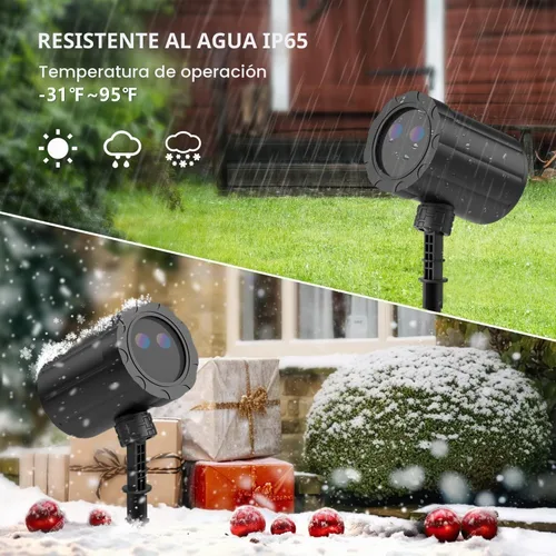 Vista 2 de Proyector de luces de Navidad para exteriores, luz de proyección de estrellas rojas y verdes de BLOFUN con 3 modos de iluminación, control remoto