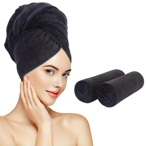 Vista 13 de SUNLAND - Toalla de microfibra para el cabello, 24 x 43 pulgadas, color negro