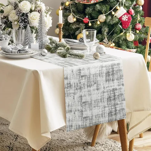 Vista 7 de Caminos de mesa negros y dorados para decoración de Navidad, 72 pulgadas de largo