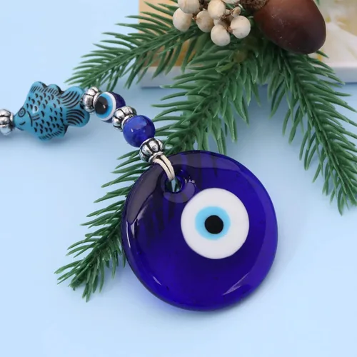 Vista 7 de 3 piezas de adorno colgante de ojo malvado azul hecho a mano con dije de la suerte colgante de pared accesorios para decoración interior de coche