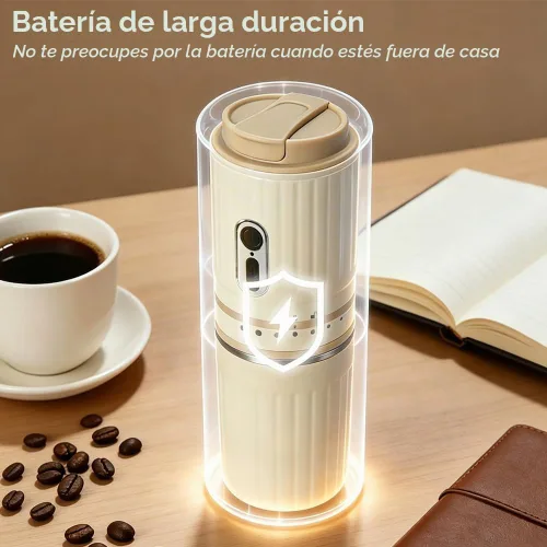 Vista 4 de Molinillo de café eléctrico portátil, molinillo de café inalámbrico con 7 ajustes de molienda ajustables y filtro, apagado automático, carga tipo C