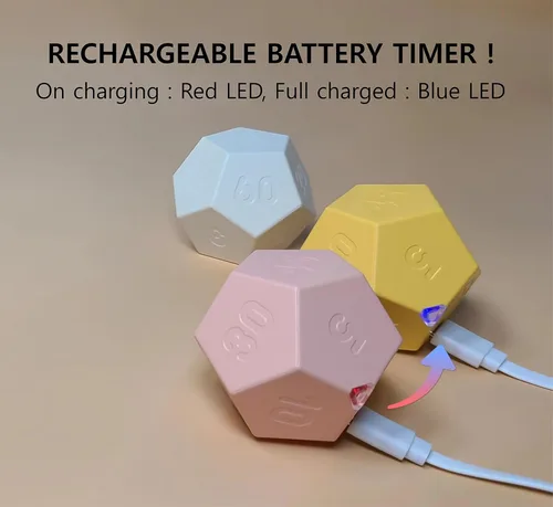Vista 5 de Cube Pomodoro Timer, Temporizador Recargable Pequeño y Lindo, Temporizador para Niños y Aula, Cocina, Cocinar, Ejercicio y Estudio con Cuenta
