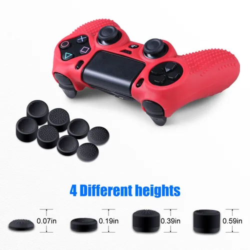 Vista 6 de Funda protectora de silicona para Playstation 4 - PS4 Controller Grip antideslizante para Sony Games, Slim, Pro - 2 Pack PS4 Controller Cover - 4