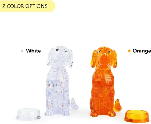 Vista 5 de Rompecabezas de cristal 3D para perros, rompecabezas de cristal para rompecabezas a partir de 16 años, 41 piezas (naranja)