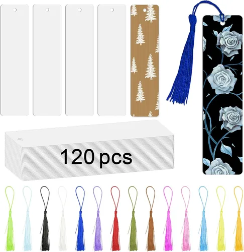 Vista 8 de 50 piezas de marcadores de sublimación en blanco, transferencia de calor en aluminio, marcadores metálicos a granel, marcadores DIY con agujero