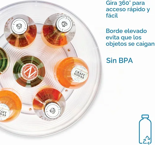 Vista 2 de InterDesign Linus Lazy Susan mesa giratoria organizadora de especias, estante para alacena de cocina