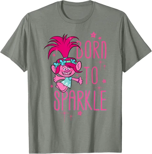 Vista 33 de DreamWorks Trolls Camiseta Born to Sparkle Negro