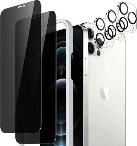 Vista 8 de WHPXJY Paquete de 2 + 3 protectores de pantalla de privacidad para iPhone 15 con protector de lente de cámara, antiarañazos, sin burbujas, fácil