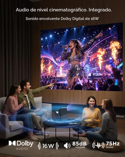 Vista 3 de TCL Proyector inteligente A1s compatible con 4K, compatible con Google TV y Netflix, WIFI y Bluetooth, enfoque automático Keystone, Native 1080p