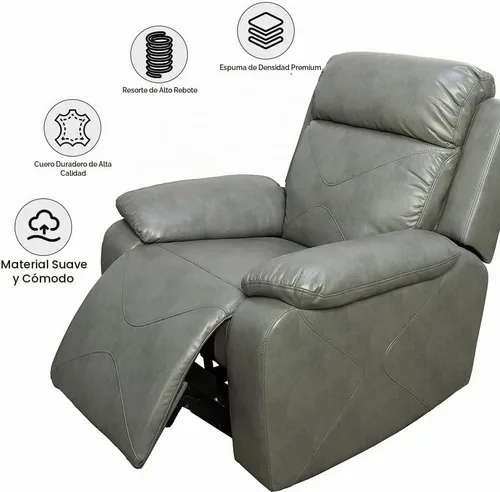 Vista 7 de Juego de sofá reclinable eléctrico con luces LED, sofá de cuero con puerto USB, muebles de sala de estar con consola de almacenamiento/portavasos