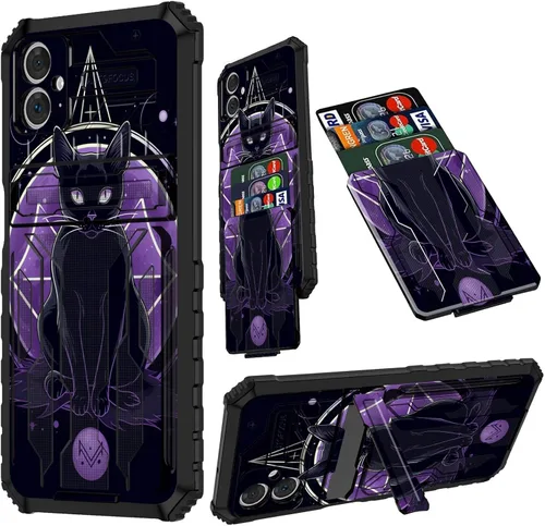 Vista 23 de Funda para Samsung A13 5G, Galaxy A13 5G con tarjetero desmontable atril resistente a prueba de golpes funda protectora para Samsung Galaxy A13 Gato