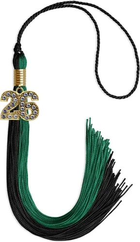 Vista 17 de Endea Graduation Borla de doble color con dije dorado (negro/oro brillante, 2022)