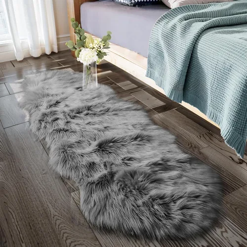 Vista 48 de Ciicool Alfombras de Piel de Oveja Sintética Suaves Alfombra de Piel Sintética Suave Beige Alfombra Esponjosa Funda para Silla y Sofá Alfombra