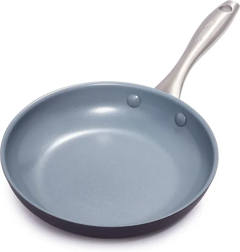 GreenPan Lima - Sartén de 8" de cerámica antiadherente dura anodizada, sartenes y ollas libres de PFAS y no tóxicas, aptas para horno y asador,