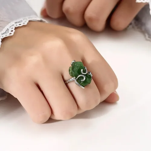 Vista 6 de Anillo de garra de plata de ley 925 con ajuste de base de anillo en blanco para ajuste de piedras preciosas irregulares, joyería hecha a mano
