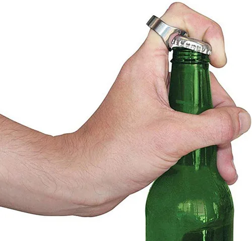 Vista 3 de Anillo abridor de cerveza creativo, abridor de botellas de cerveza, herramienta de cerveza de barra de acero inoxidable, abridor de botellas