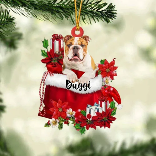 Vista 18 de Perro Akita Inu personalizado en bolsa de regalo, adorno de Navidad, nombre personalizado, regalo para amantes de los perros, familia, Navidad