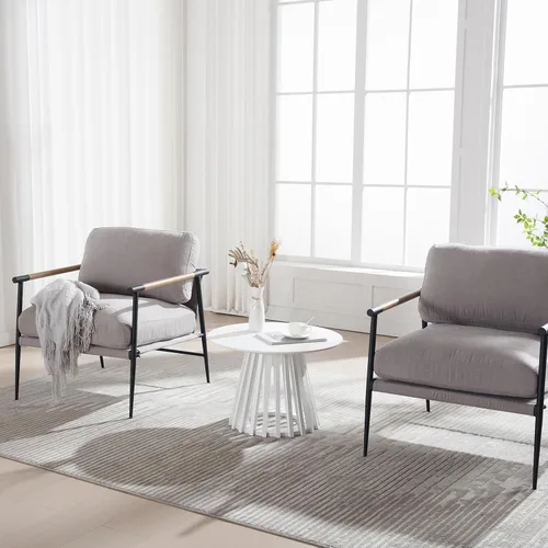 Vista 6 de DUOMAY Mesa de centro redonda moderna con base geométrica única, elegante mesa de madera blanca para sala de estar, oficina, salón, color blanco