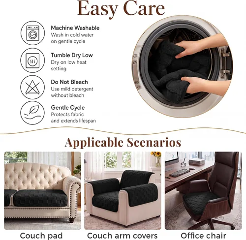 Vista 7 de Foxdecor Juego de 2 fundas para reposabrazos de sofá, fundas antideslizantes para reposabrazos de sofá, funda para reposabrazos de silla