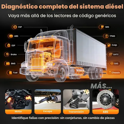 Vista 2 de ANCEL Escáner de Camión Resistente HD601 Herramienta de Diagnóstico de Sistema Completo para Diésel Compatible con Cummins, Detroit, Freightliner