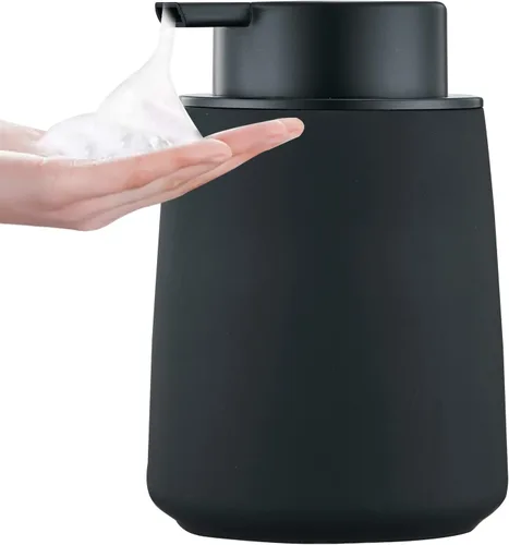 Vista 13 de Dispensador de jabón de manos de espuma de 12 onzas, dispensador de jabón espumoso negro para baño con bomba fácil de presionar, dispensador