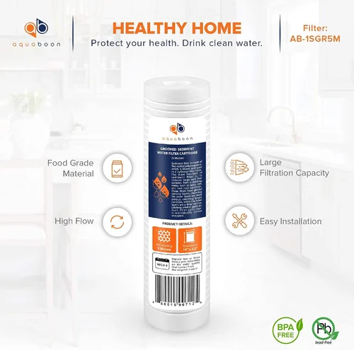 Vista 4 de Aquaboon Filtro de agua de sedimentos ranurados de 5 micrones de 10 x 2.5 pulgadas para cartucho de filtro de toda la casa compatible con AP110